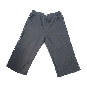 Crown & Anchor Size M Couture Black Bedazzled Drawstring Capri Activewear Pants